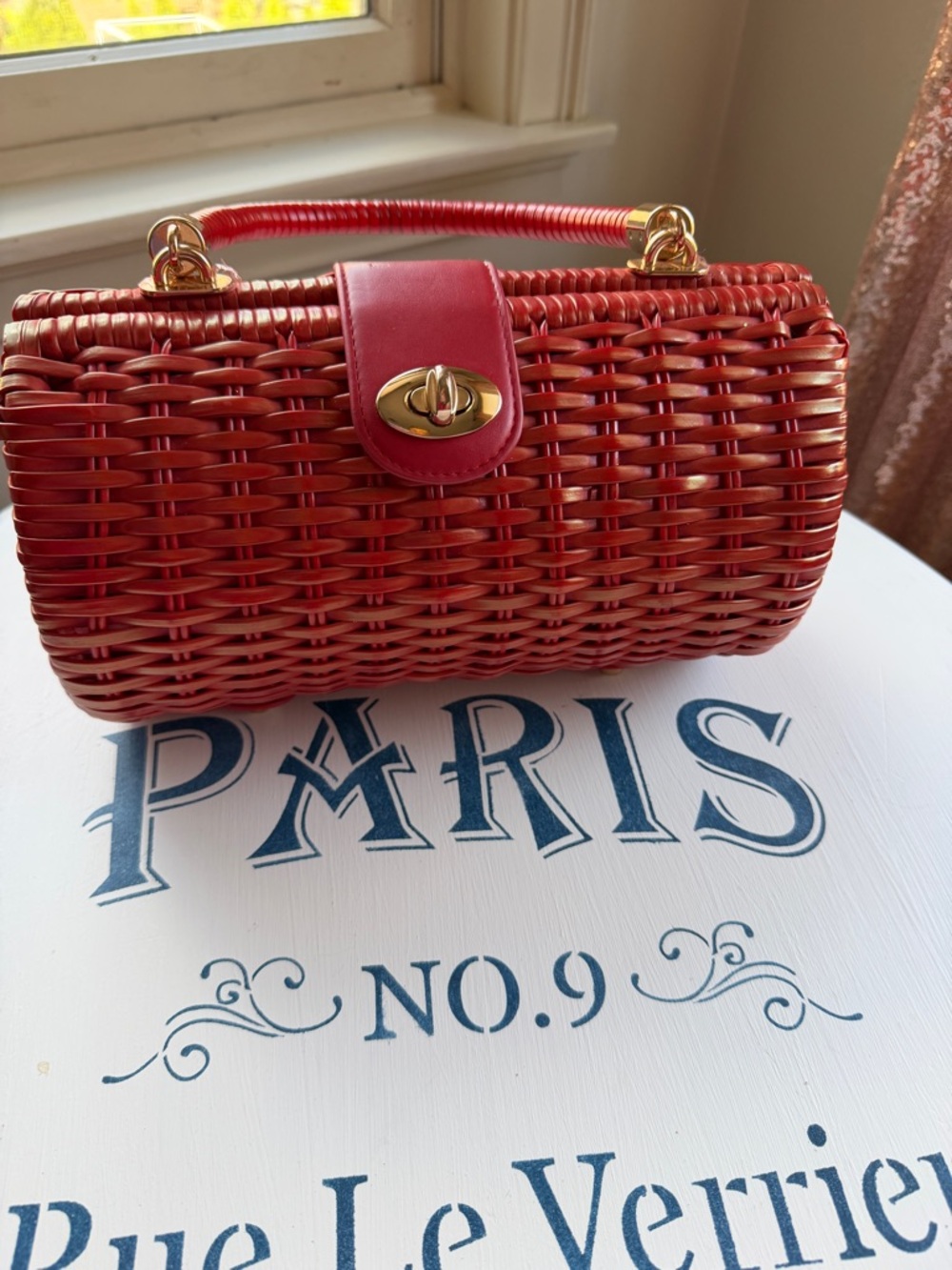 Pinup Couture Red Woven Top-Handle Mini Bag
